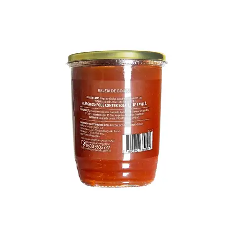 Imagem geleia de goiaba Predilecta pote de vidro 230G verso
