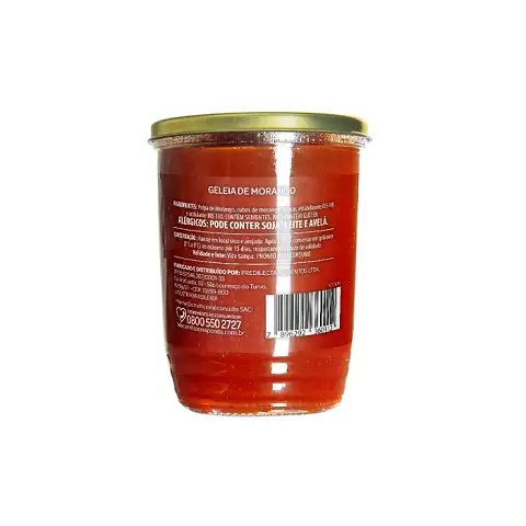 Imagem geleia de morango Predilecta pote de vidro 230G verso