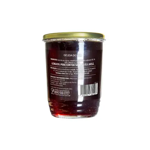Imagem geleia de uva Predilecta pote de vidro 230G verso

