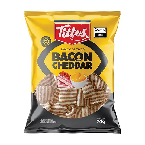 Imagem snack Tittos sabor Bacon com Cheddar 70G

