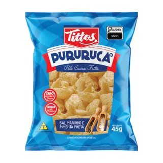 Imagem pururuca Tittos sabor Sal Marinho e Pimenta Preta 50G

