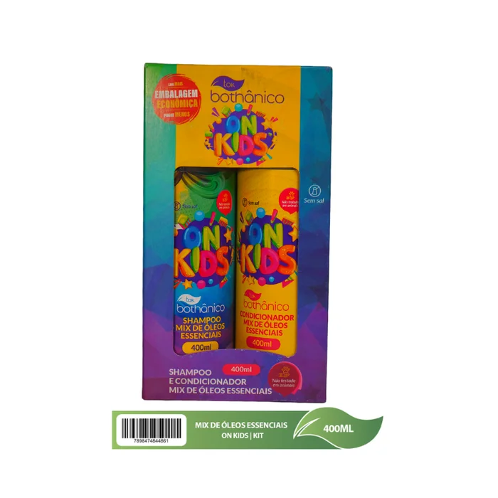 Imagem kit shampoo e condicionador OnKids Mix de Oleos Essenciais Tok Bothanico 400ML
